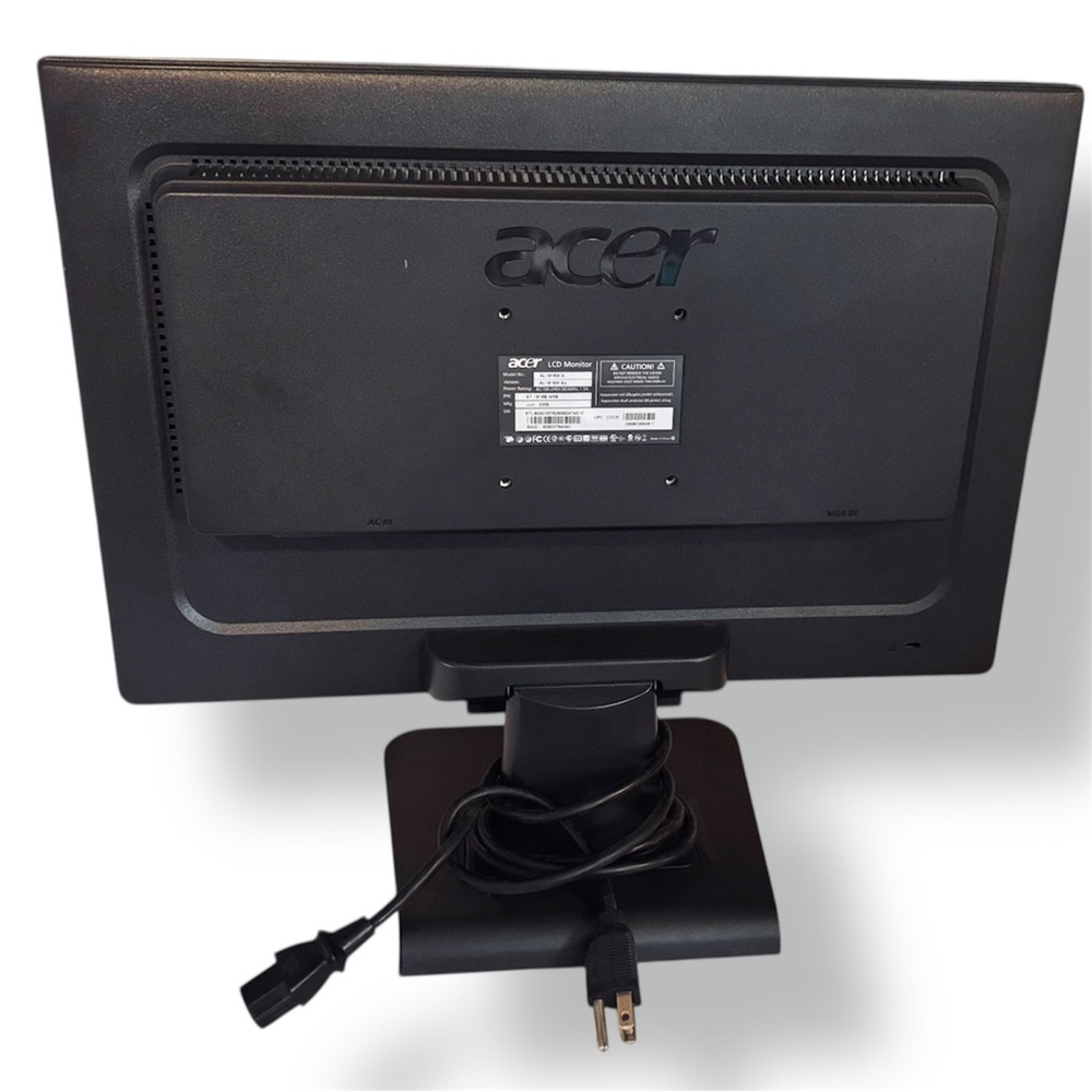 ACER 19” Widescreen Black External Computer Monitor AL1916W + VGA Cable - Picture 3 of 16